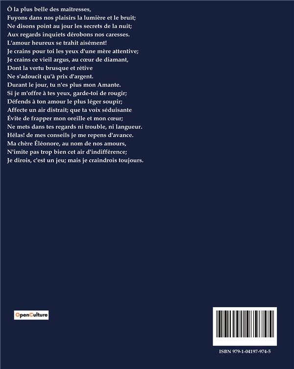Quatrième de couverture de « POESIES EROTIQUES »