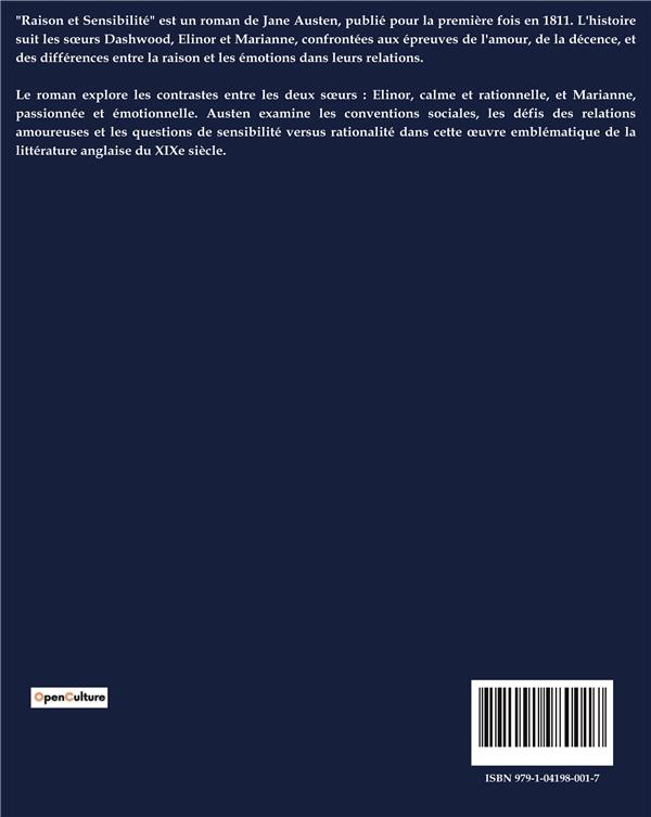Quatrième de couverture de « RAISON ET SENSIBILITE - LES DILEMMES DE L'AMOUR ET DE LA RAISON DANS LA SOCIETE ANGLAISE DU XIXE SIE »