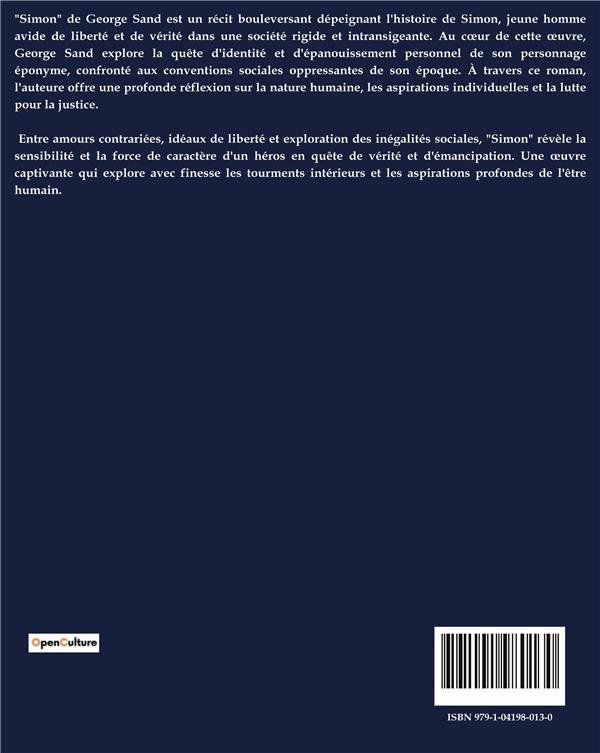Quatrième de couverture de « SIMON »