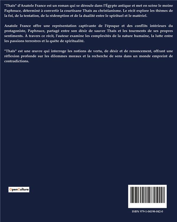 Quatrième de couverture de « THAIS »