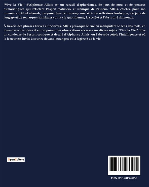 Quatrième de couverture de « VIVE LA VIE! »