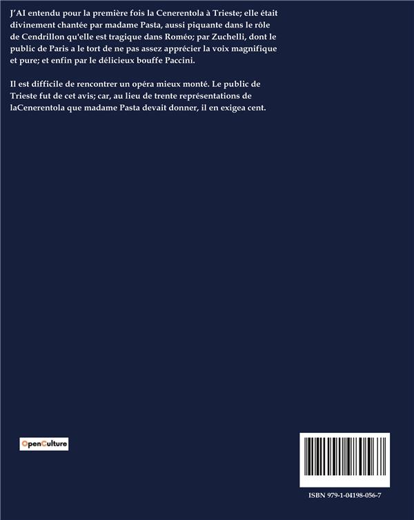 Quatrième de couverture de « VIE DE ROSSINI - UNE EXPLORATION DE LA VIE ET DE L'OEUVRE DE GIOACHINO ROSSINI PAR STENDHAL »