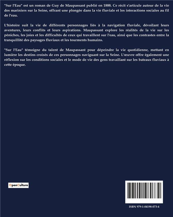 Quatrième de couverture de « SUR L'EAU »