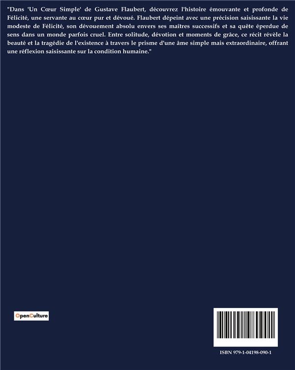 Quatrième de couverture de « UN COEUR SIMPLE »