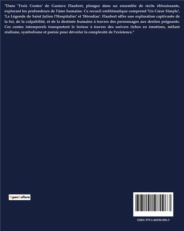 Quatrième de couverture de « TROIS CONTES »