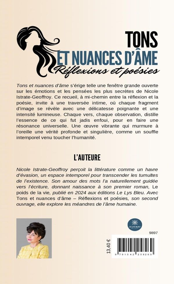 Quatrième de couverture de « TONS ET NUANCES D'AME - REFLEXIONS ET POESIES »