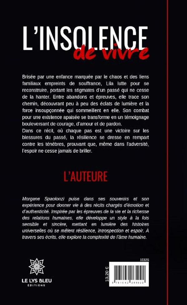 Quatrième de couverture de « L'insolence de vivre : roman »