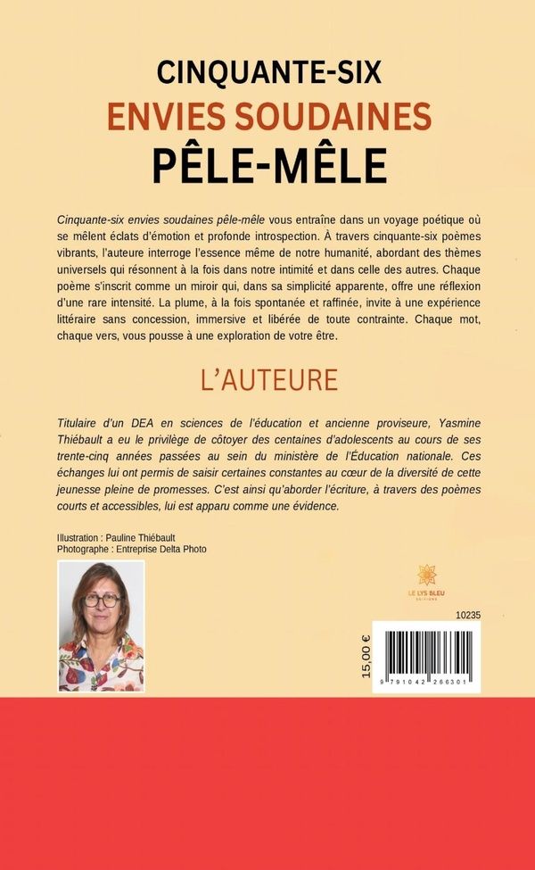 Quatrième de couverture de « Cinquante-six envies soudaines pêle-mêle : recueil »