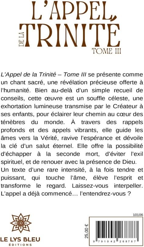 Quatrième de couverture de « L'Appel de la Trinité »