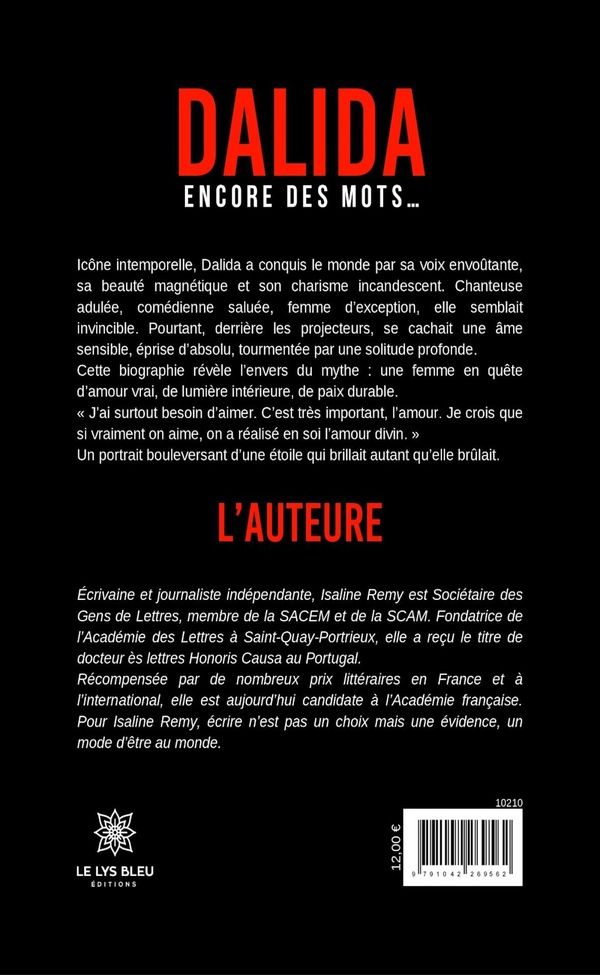 Quatrième de couverture de « Dalida : Encore des mots... - Témoignages »