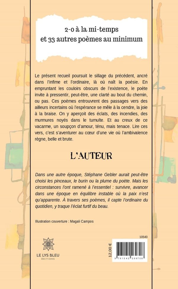 Quatrième de couverture de « 2-0 à la mi-temps et 33 autres poèmes au minimum : recueil »