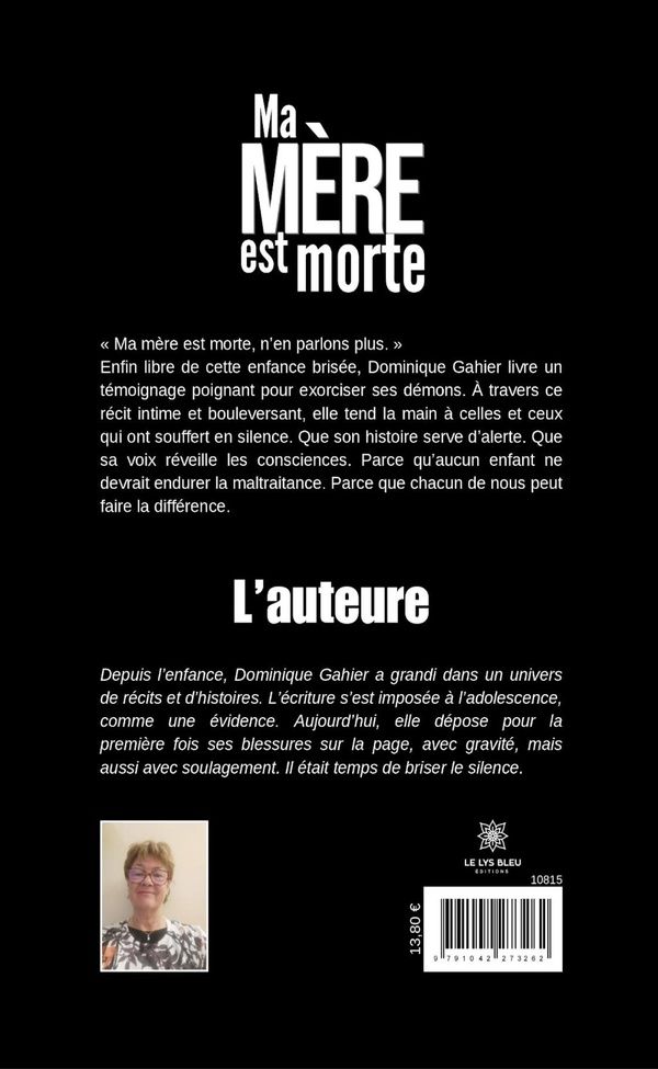 Quatrième de couverture de « Ma mère est morte : Témoignage »