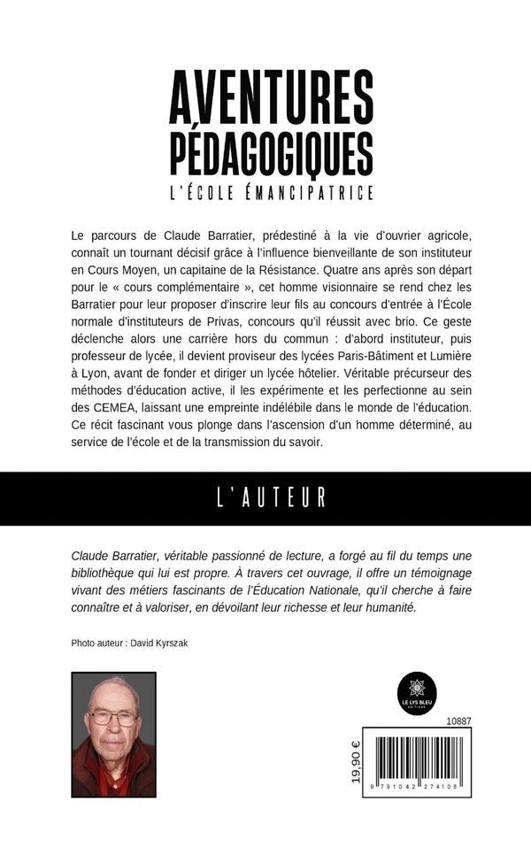 Quatrième de couverture de « Aventures pédagogiques : L'école émancipatrice »