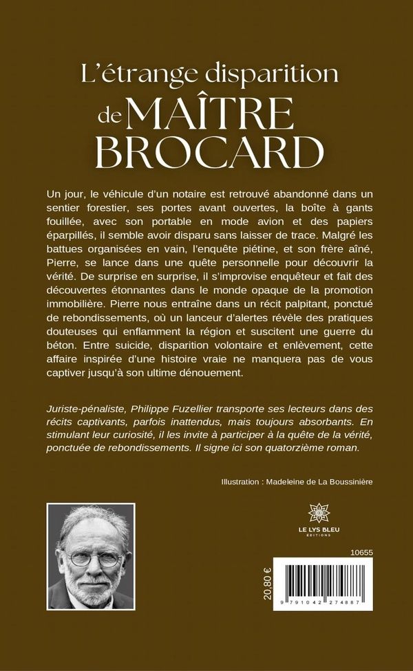 Quatrième de couverture de « L'étrange disparition de maître Brocard : roman »