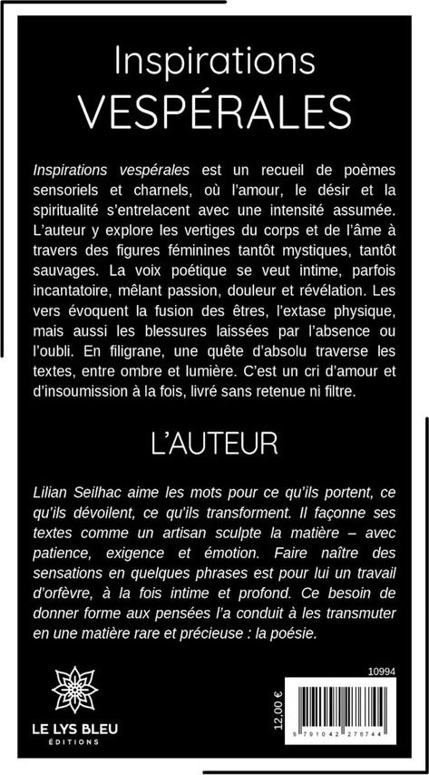 Quatrième de couverture de « Inspirations vespérales : recueil »