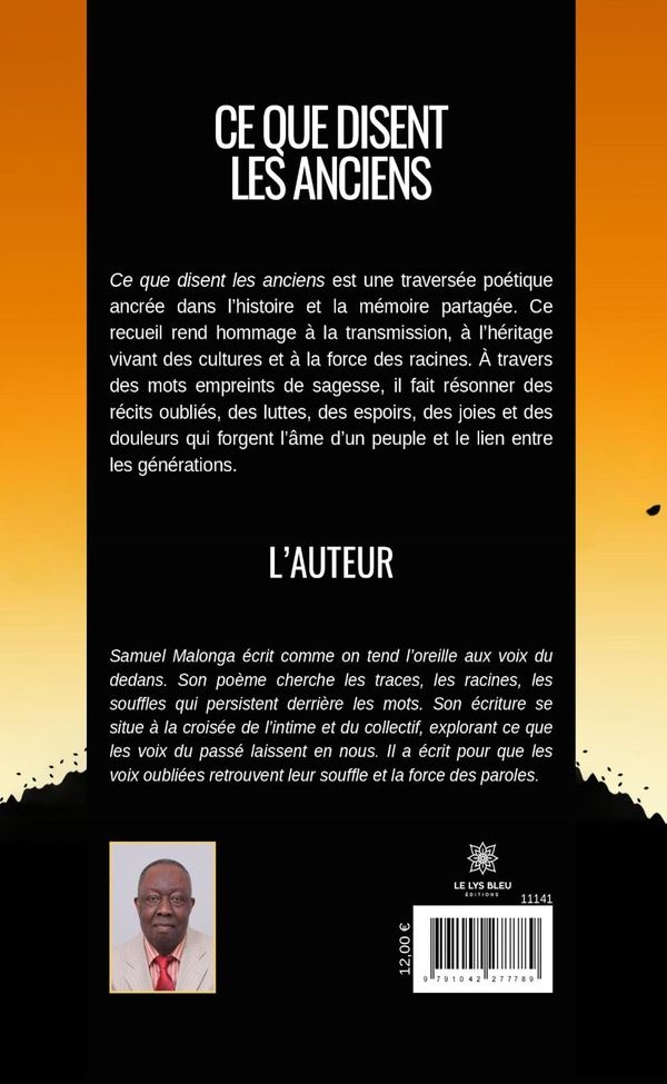 Quatrième de couverture de « Ce que disent les anciens : recueil »