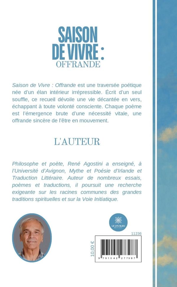 Quatrième de couverture de « Saison de Vivre : Offrande : Recueil »