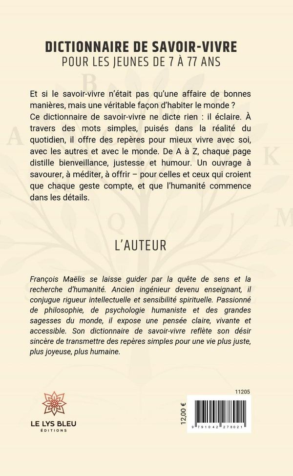 Quatrième de couverture de « Dictionnaire de savoir-vivre pour les jeunes de 7 à 77 ans »