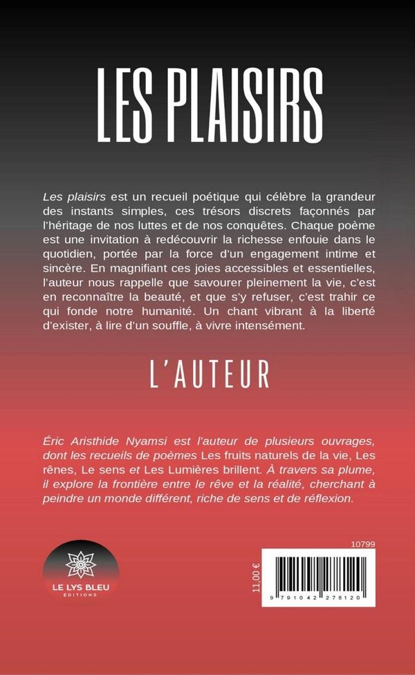 Quatrième de couverture de « Les plaisirs »