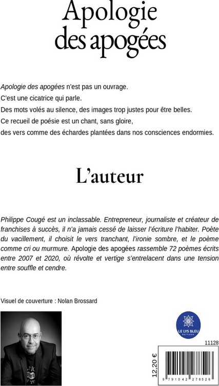 Quatrième de couverture de « Apologie des apogées : recueil »