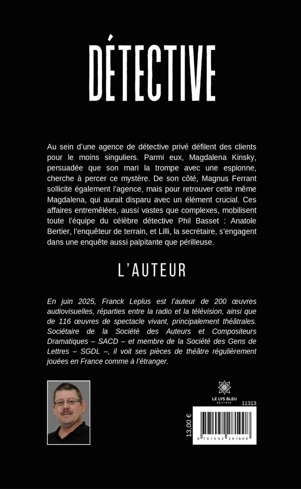Quatrième de couverture de « Détective : théâtre »