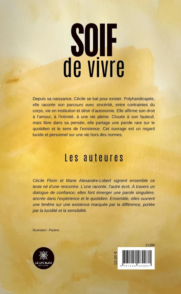 Quatrième de couverture de « Soif de vivre »