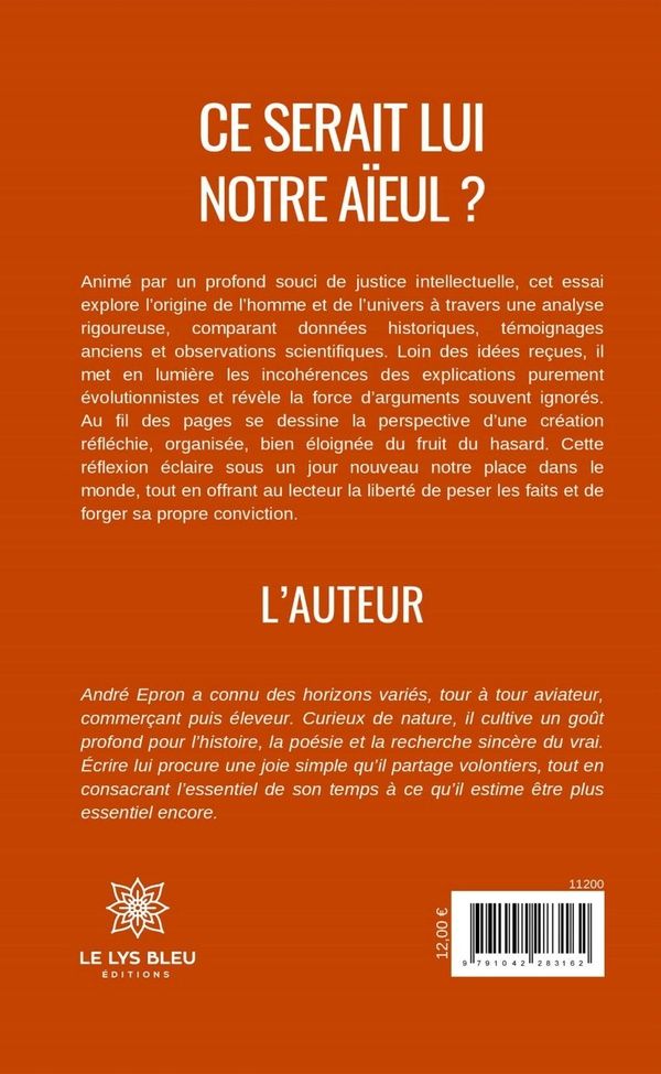 Quatrième de couverture de « Ce serait lui notre aïeul ? : essai »