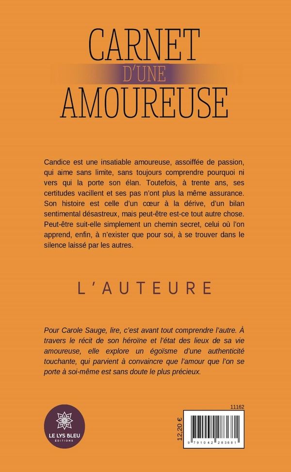 Quatrième de couverture de « Carnet d'une amoureuse : Roman »