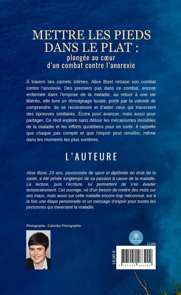 Quatrième de couverture de « Mettre les pieds dans le plat : plongée au coeur d'un combat contre l'anorexie »