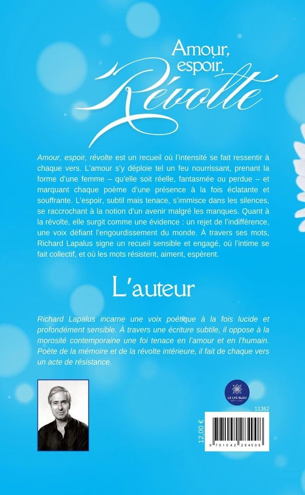 Quatrième de couverture de « Amour, espoir, révolte : recueil »