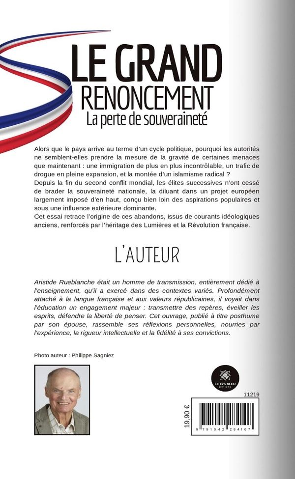 Quatrième de couverture de « Le grand renoncement : la perte de souveraineté : essai »