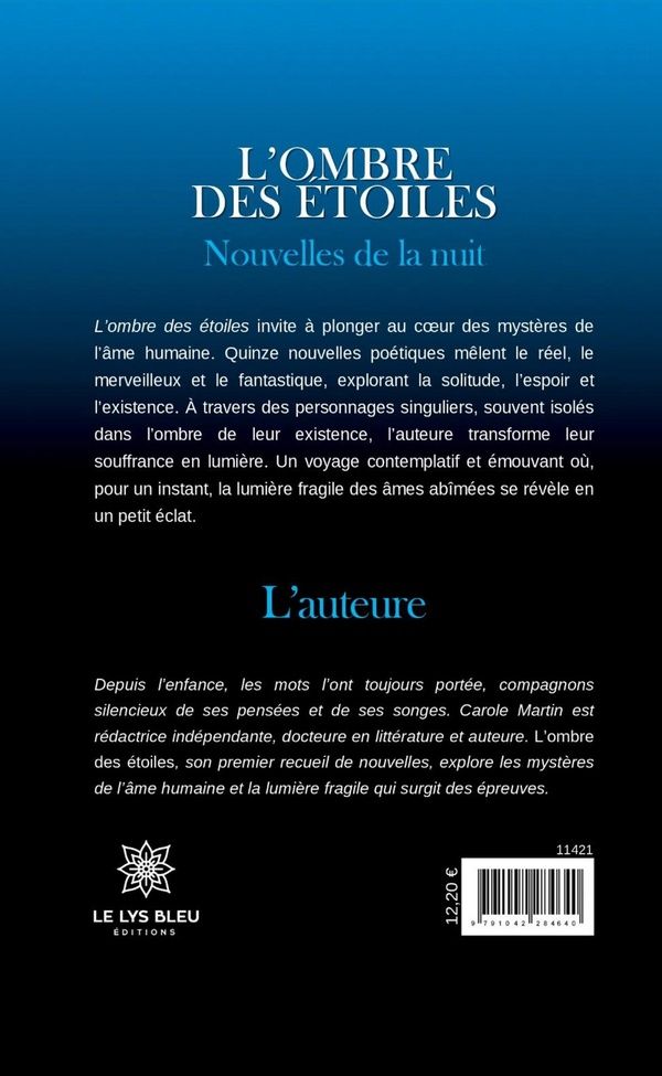 Quatrième de couverture de « L'ombre des étoiles : nouvelles de la nuit »