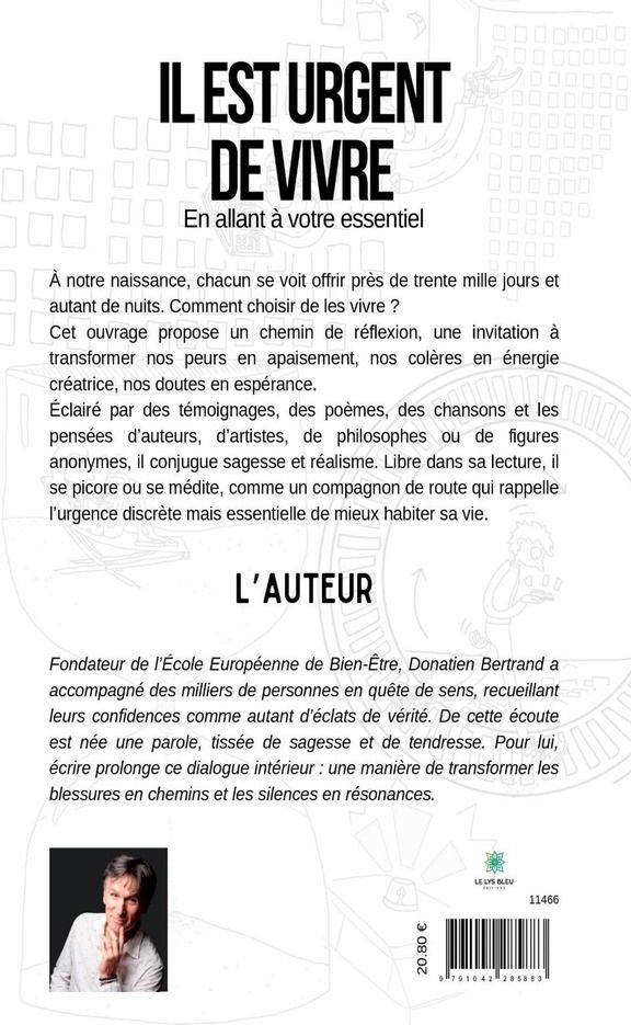 Quatrième de couverture de « Il est urgent de vivre : en allant à votre essentiel »