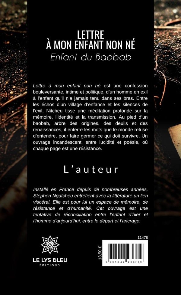Quatrième de couverture de « Lettre à mon enfant non né : enfant du Baobab »