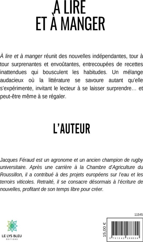 Quatrième de couverture de « À lire et à manger : nouvelles »