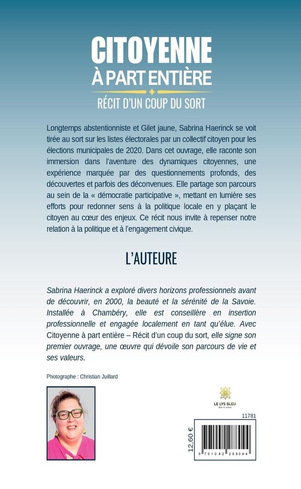 Quatrième de couverture de « Citoyenne à part entière : récit d'un coup du sort »