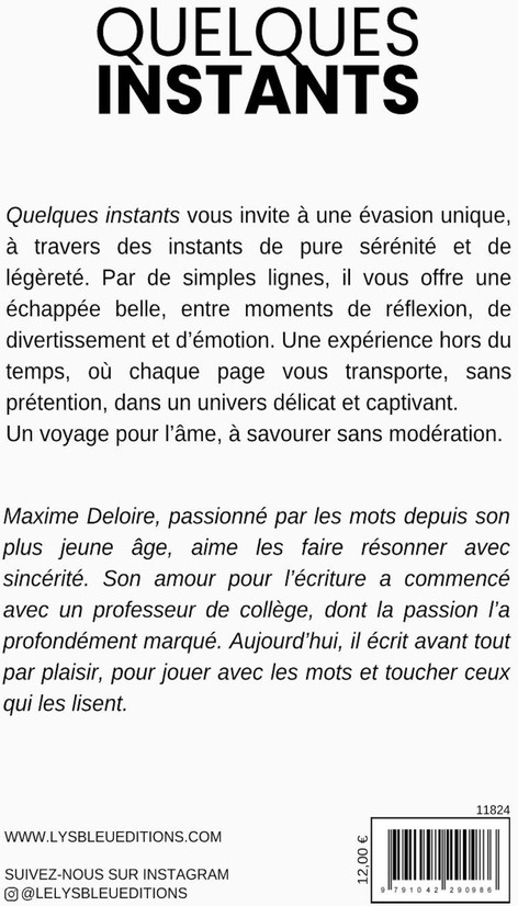 Quatrième de couverture de « Quelques instants »