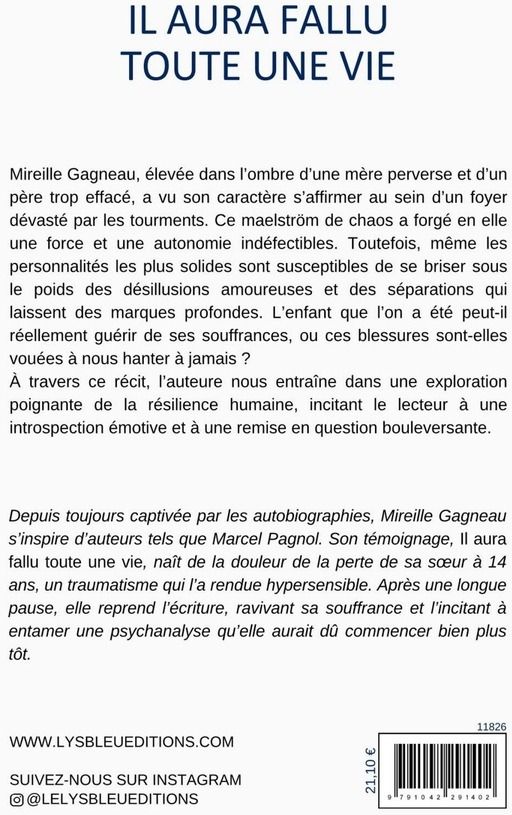 Quatrième de couverture de « Il aura fallu toute une vie »