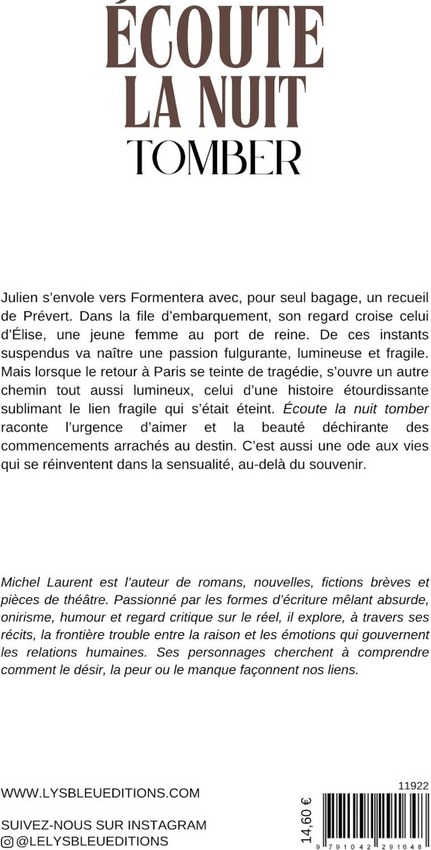 Quatrième de couverture de « Écoute la nuit tomber : roman »