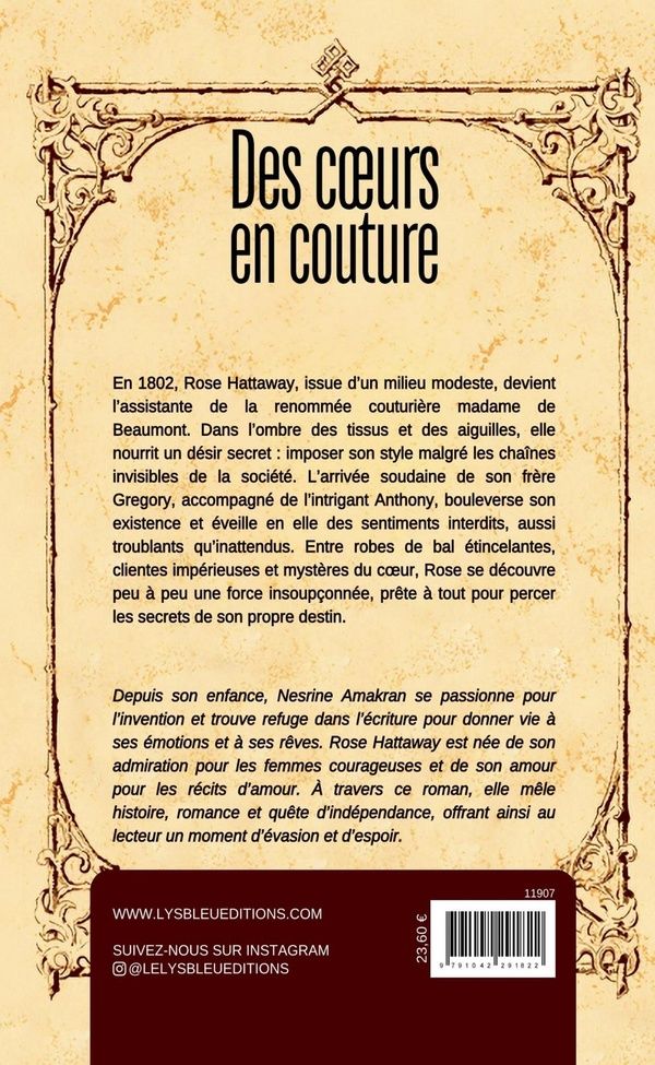 Quatrième de couverture de « Des coeurs en couture : roman »