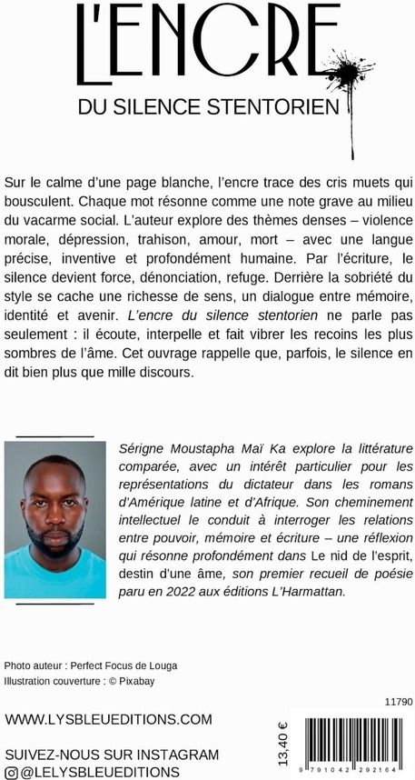 Quatrième de couverture de « L'encre du silence stentorien : recueil »