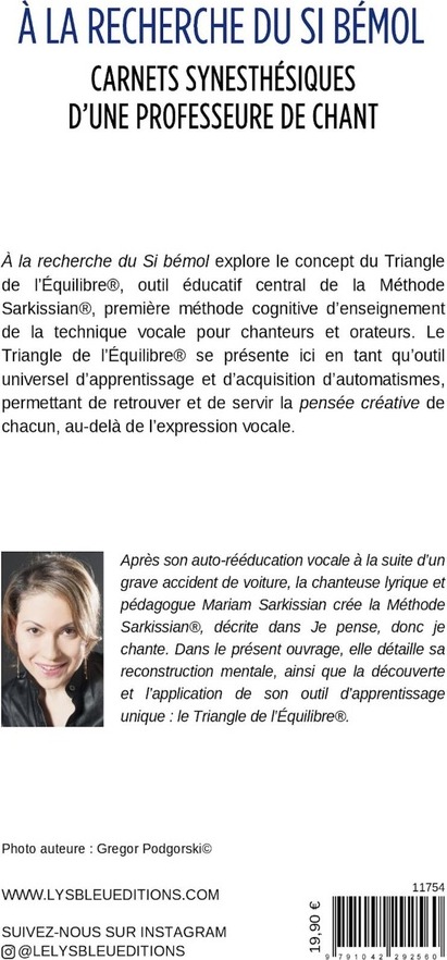 Quatrième de couverture de « À la recherche du si bémol : carnets synesthésiques d'une professeure de chant »