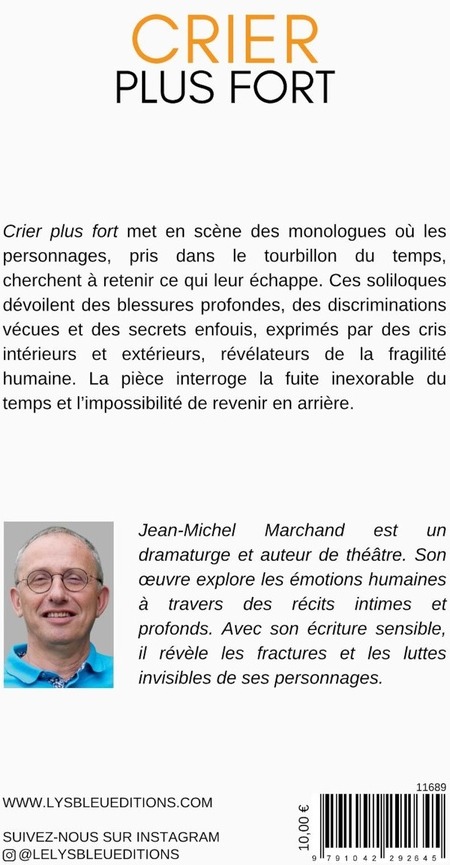 Quatrième de couverture de « Crier plus fort : théâtre »