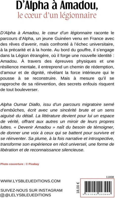 Quatrième de couverture de « D'Alpha à Amadou, le coeur d'un légionnaire »