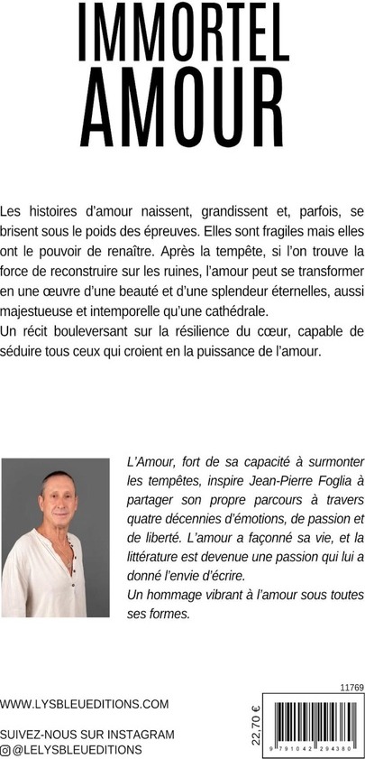 Quatrième de couverture de « Immortel amour : roman »