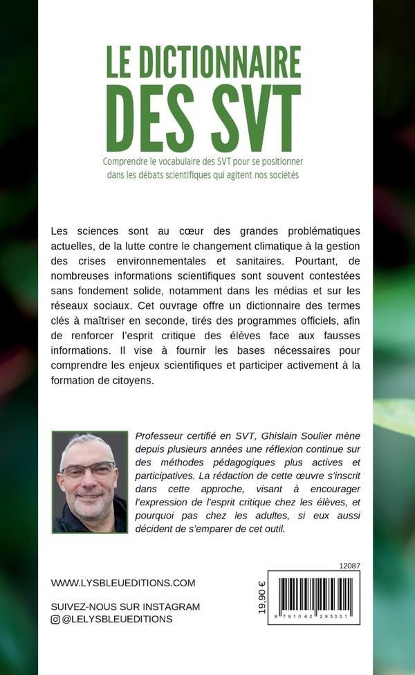 Quatrième de couverture de « LE DICTIONNAIRE DES SVT »