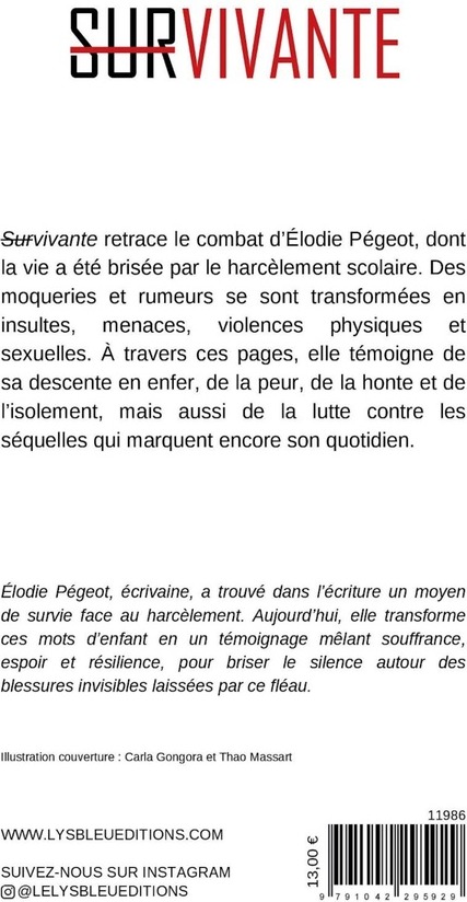 Quatrième de couverture de « Survivante »