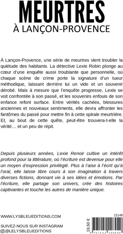 Quatrième de couverture de « MEURTRES A LANCON-PROVENCE »