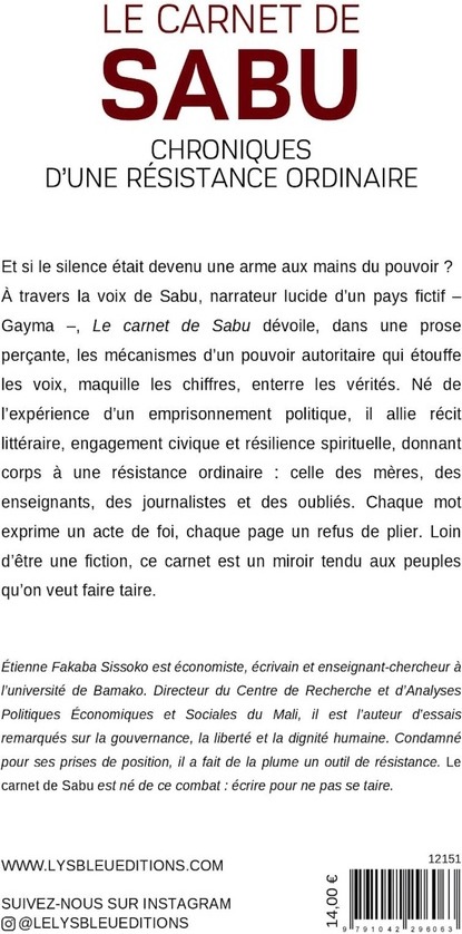 Quatrième de couverture de « LE CARNET DE SABU - CHRONIQUES D'UNE RESISTANCE ORDINAIRE »