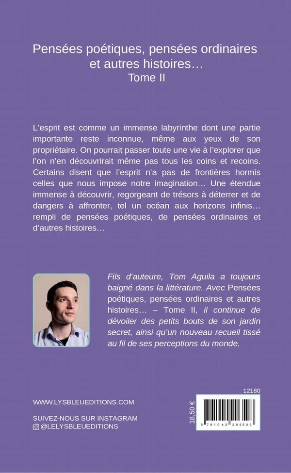 Quatrième de couverture de « PENSEES POETIQUES, PENSEES ORDINAIRES ET AUTRES HISTOIRES... - TOME II »